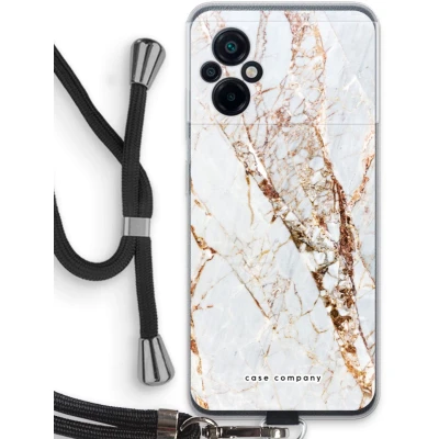 Afbeelding van Case Company® hoesje met Koord geschikt voor Xiaomi Poco M5 Goud marmer Telefoonhoesje Zwart Bescherming aan alle Kanten en Over de Schermrand