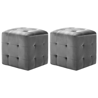 Afbeelding van Poef 2 st 30x30x30 cm fluweel zwart