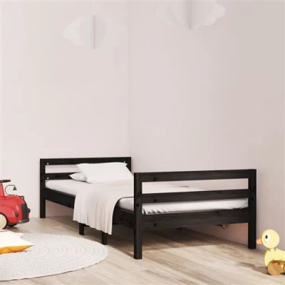 Afbeelding van Bedframe 75x190 cm massief grenenhout zwart