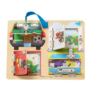 Afbeelding van Melissa &amp; Doug Brett MIT SCHLÖSSERN UND Riegeln Houten speelgoed voor kinderen, Maat: One Size, Multi coloured