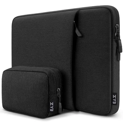 Afbeelding van ZYB Laptophoes 13&quot; voor MacBook Air 13,6&quot; M2 2022, 13 M1 2018 2020, Pro 2016 XPS 13, Surface 9 X met accessoirevakje, zwart