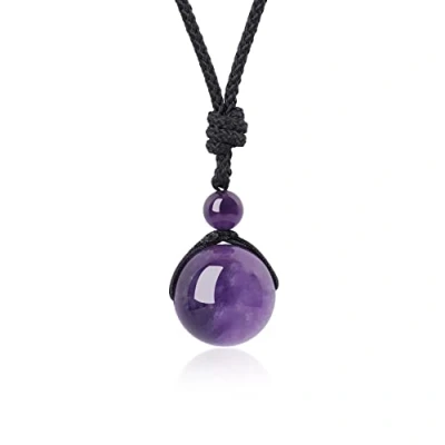 Afbeelding van COAI Ronde hanger, verstelbare ketting, Steen, heren en dames, Amethist