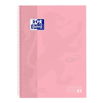 Afbeelding van Oxford School Touch Europeanbook Spiraalblok, Ft A4+, 160 Bladzijden, Geruit 5 Mm, Pastel Roze Notitieboek