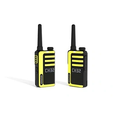 Afbeelding van Kenwood UBZ LJ9SET Walkietalkie, 2 weg PMR446 FM radio, licentievrij, draagbaar, 6 km bereik, 32 kanalen, USB C opladen, verlicht matrixscherm, zwart/groen