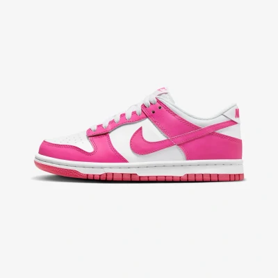 Afbeelding van Nike Sportswear DUNK Unisex Sneakers laag voor kinderen, Maat: 39, White/laser fuchsia Leer en imitatieleer