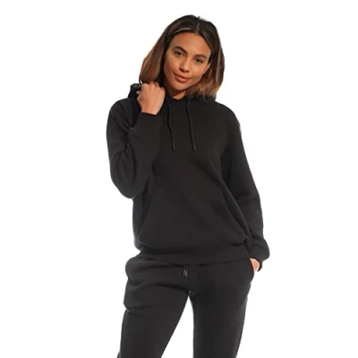 Afbeelding van Light and Shade LSLSWT005 Super Soft Touch Loungewear sweatshirt met capuchon voor dames, zwart, L