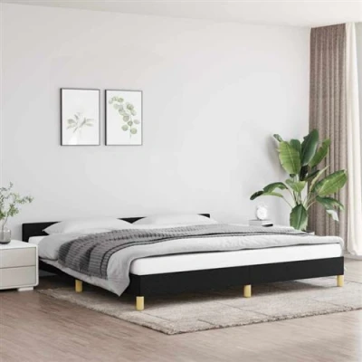 Afbeelding van Bedframe met hoofdeinde stof zwart 200x200 cm