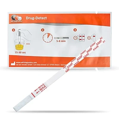 Afbeelding van self diagnostics snelle drugstest Amfetaminen (AMP) snelheid pep cut off: 300 ng/ml 10 strips drugsdetectie onderdompelingstest urinetest amfetamine test