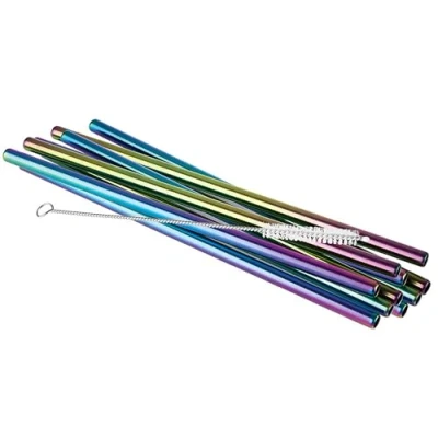 Afbeelding van Metal Straw Rainbow 215*8 mm 10 straws + brush Things For Drinks