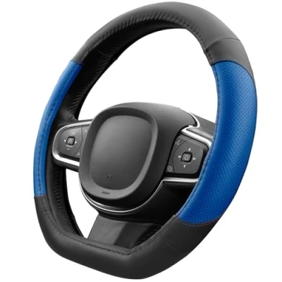 Afbeelding van Upgrade4cars Housse de volant en forme D bleu universelle pour été et hiver Accessoires voiture décoratifs d&#039;intérieur