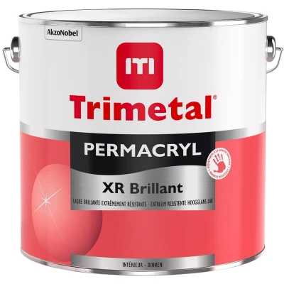 Afbeelding van Trimetal Permacryl XR Brillant Polyvalente exsteem krasvaste watergedragen hoogglans lak binnen Kleur RAL 9010 Zuiver Wit ( gebrokenwit ) 1 L