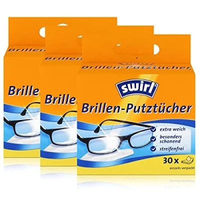 Afbeelding van Swirl 3 verpakkingen van 30 brillendoekjes in dispenserdoos anti condenseffect ultrazacht en delicaat vetoplossend krasvrij