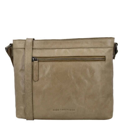 Afbeelding van Hide &amp; Stitches Westland Schoudertas Taupe 100% Leer