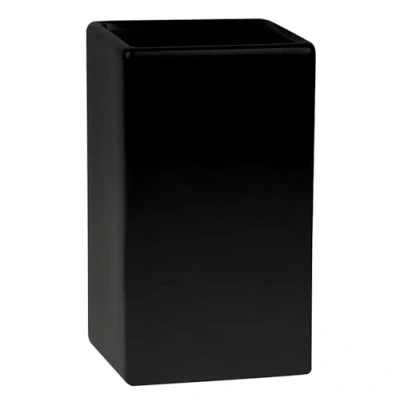Afbeelding van Spirella Quadro Tandenbeker keramiek mat zwart 6,5 x 10,5 cm