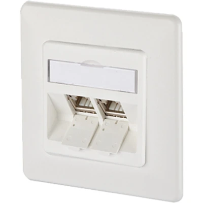 Afbeelding van Metz Connect 130B12D21002 E Netwerkdoos Inbouw (in muur) Inzet met centraalstuk en frame CAT 6A 2 poorten Zuiver wit