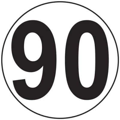 Afbeelding van Sticker Macaron snelheidsbegrenzing bussen tractor gewicht zware schijf vrachtwagen 90 km/u zelfklevend 10 cm diameter