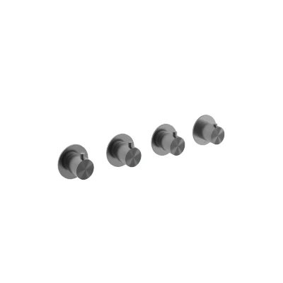 Afbeelding van HotBath Archie Afbouwdeel Inbouw douche thermostaat met 3 stopkranen horizontaal en verticaal te monteren Geborsteld Gunmetal PVD AR7070EXTBGP