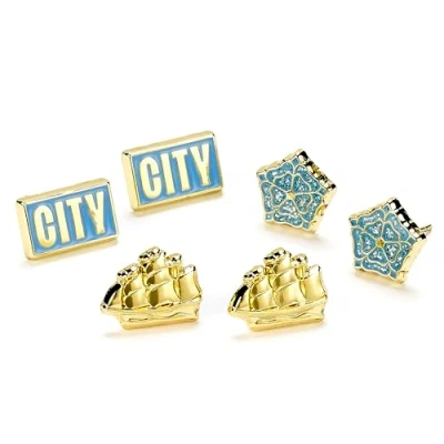 Afbeelding van The Carat Shop Manchester City Voetbal Club Set van drie oorbellen