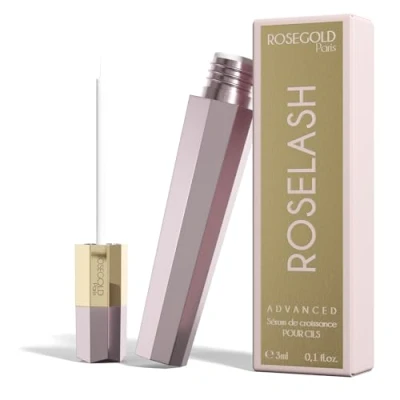 Afbeelding van ROSEGOLD ROSELASH Advance Groeiserum voor volle wimpers, lang en dik, 95% natuurlijk, gemaakt in Frankrijk, zonder hormonen, parfum, veganistisch