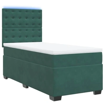 Afbeelding van vidaXL Boxspring met matras fluweel donkergroen 90x190 cm