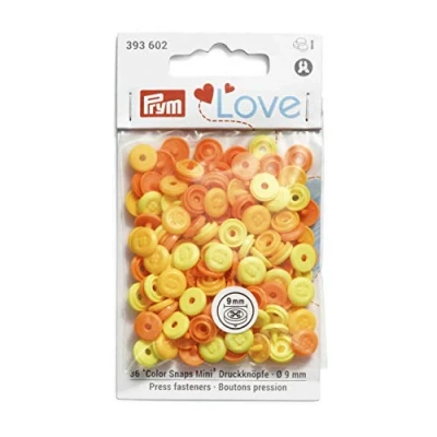 Afbeelding van Prym 393602 Love Color Snaps Mini drukknop kunststof lichtgeel oranje 9 mm