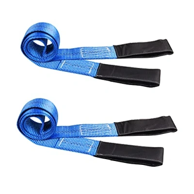 Afbeelding van CarBole Hefriem met platte gesp 2 stuks Geweven riemen van duplex polyester Maximale breukvastheid: 4078 kg 1,8 m x 5 cm (blauw) Sterk