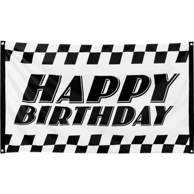 Afbeelding van Boland Polyester vlag Racing &#039;Happy Birthday&#039; Sport Autosport Racewagen Autorace Finish Verjaardag
