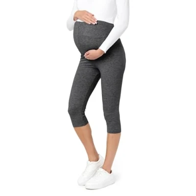 Image de Be Mammy BE20 230 legging de grossesse long en coton pour femme enceinte, grossesse, culotte taille haute, doux et élastique, graphite, L