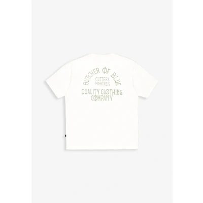 Afbeelding van Butcher of Blue Classic FRAT Loose Tshirt print, Heren, Maat: Medium, Titan white