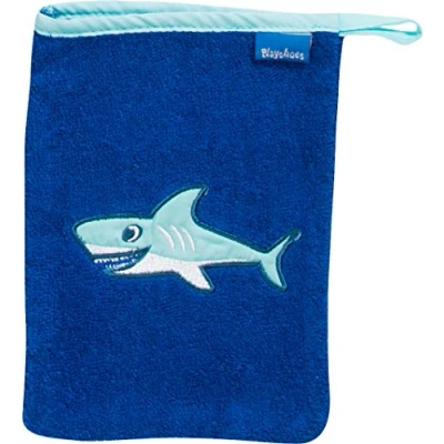 Image de Playshoes gant de toilette requin 20 cm bleu