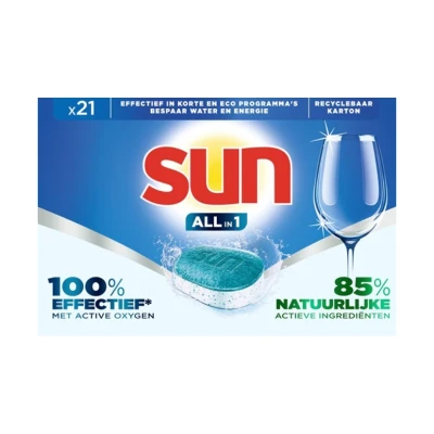 Afbeelding van Sun Vaatwastabletten All in 1 Tabs normaal 21 stuks