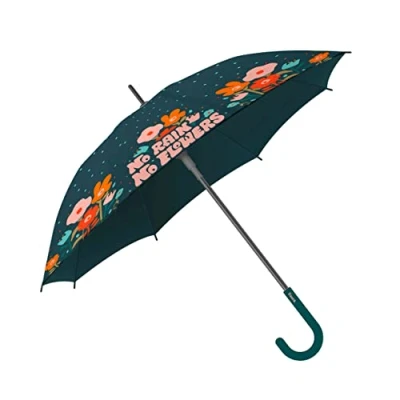 Afbeelding van Fisura Grote jeugdparaplu. Automatische paraplu met knop. Bedrukte duurzame paraplu. 106 cm in diameter., No Rain, groen, Klassiek