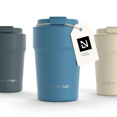 Afbeelding van LARS NYSØM &#039;Bevægelse&#039; Thermos Coffee Mug to go 380ml BPA vrij met Isolatie Lekvrije Roestvrijstalen Thermosbeker Niagara