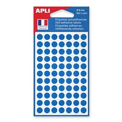 Afbeelding van Agipa ronde etiketten in etui diameter 8 mm, blauw, 462 stuks, 77 per blad