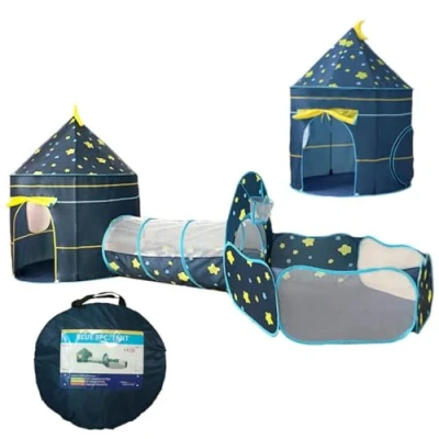 Afbeelding van Benebomo Speeltent voor kinderen en tunnel, 3 in 1 sterren, tunel kinderen, tunneltent ballenbak tenttunnel, speelhuis tuintent jongens meisjes, binnen buiten