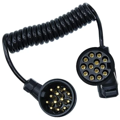 Afbeelding van CCLIFE Aanhangerkabel, 13 polig, 3 m, spiraalvormige aanhangerverlengkabel voor aanhanger, boot, caravan, fietsendrager, vrachtwagen, tractor