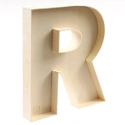 Afbeelding van Letters van onbehandeld hout om te vullen letter R hol