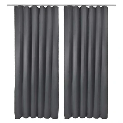 Afbeelding van Beautissu Amelie BK Gordijnen Verduisterend Plooiband Kant en Klaar 140x245cm Antraciet Set van 2