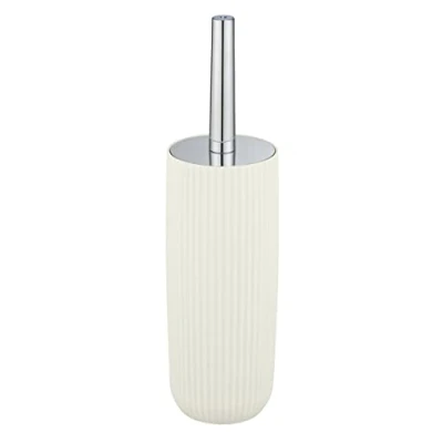 Afbeelding van Agropoli Toiletgarnituur, crèmewit, gesloten borstelhouder van hoogwaardig kunststof met vormgeving en gestructureerd oppervlak, BPA vrij, hygiënische wc borstel, 10 x 36,5 cm