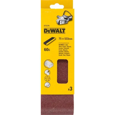 Image de DEWALT DT3376 QZ Bande abrasive 75 x 533 mm (DW432/DW433) K60 (3 pcs)