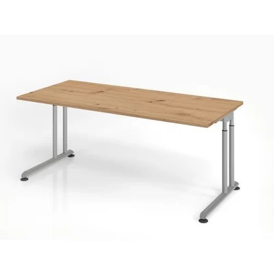 Afbeelding van ZENO 19 S Bureau 180 x 80 Tafelhoogte I In hoogte verstelbaar Essen Eik/Zilver