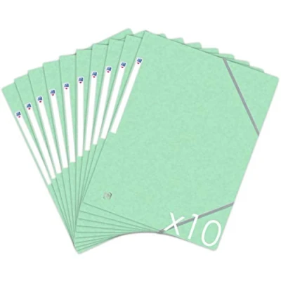 Afbeelding van OXFORD Topfile+ Kartonnen mapjes met elastieksluiting, 3 flapjes, A4, pastelgroen, 10 stuks