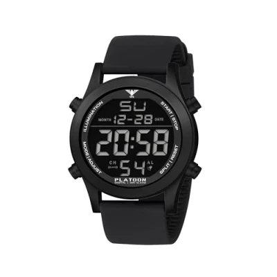 Afbeelding van KHS KHS.PLABSD.SB Polshorloge Platoon Black Steel Digital Heren