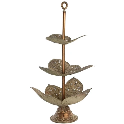 Afbeelding van Dienblad DKD Home Decor Laken Gouden Metaal Tropisch (42 x 42 80 cm)