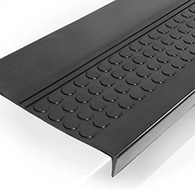 Afbeelding van ANRO Rubberen trapmatten voor buiten/binnen, antislip, zwart, 60 x 30 4 cm