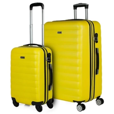 Afbeelding van ITACA Harde koffer met 4 wielen in grote grootte, vliegtuigkoffer, bagage, voor reizen, set rolkoffers. Combinatieslot 71217, geel, geel