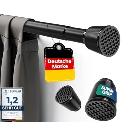 Afbeelding van Lobux® Gordijnroede zonder boren, telescopische gordijnroede, uittrekbaar, voor kleding, douche, netten katten (zwart, 70 120 cm)