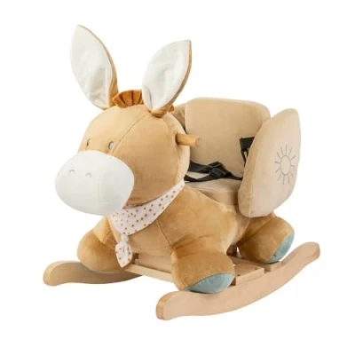 Afbeelding van Nattou ezel Leo Schommelpaard Hobbelpaard 59 x 45 cm Donker warm beige