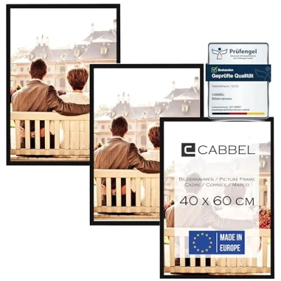 Afbeelding van CABBEL Lot de trois (3 pcs.) cadres photo 40x60 cm MDF cadre en bois Noir avec verre plexi incassable/Moderne