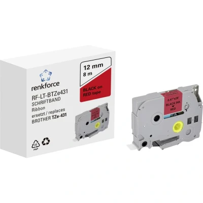 Afbeelding van Labeltape Renkforce RF LT BTZe431 Compatibel vervangt Brother TZe 431 12 mm Tapekleur: Rood Tekstkleur: Zwart 8 m